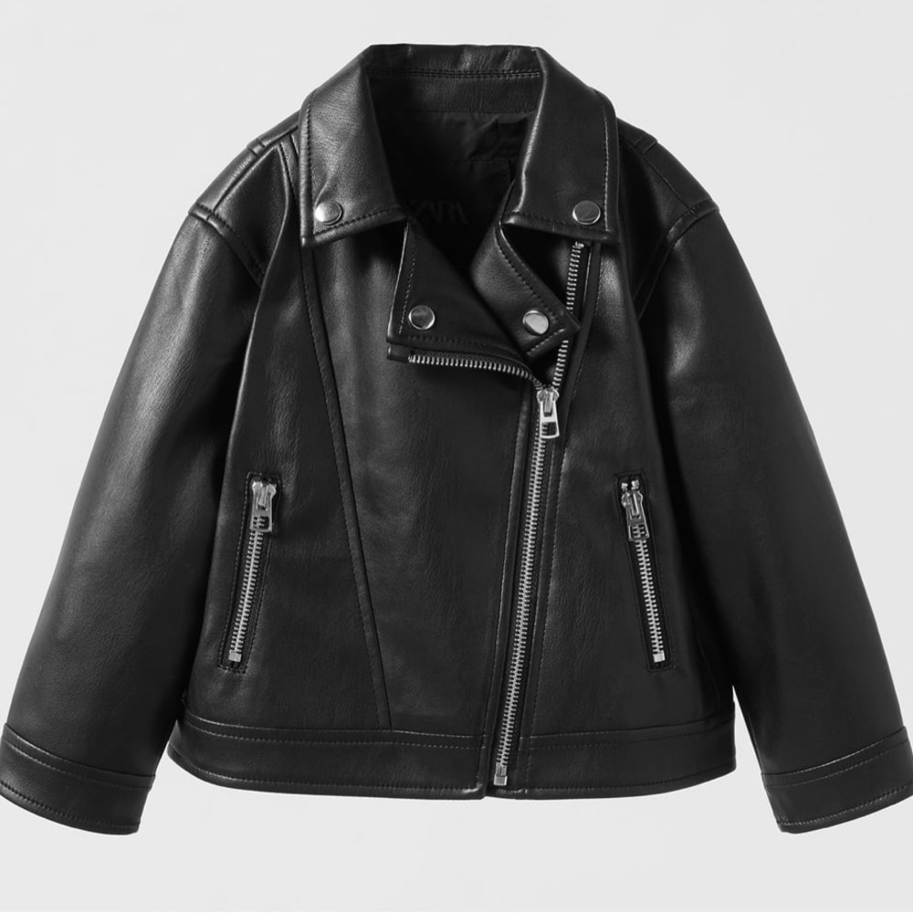 Zara Kids black faux leather jacket 10 years old